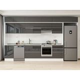 Alvinka 390X240 cm High Gloss Mutfak Dolabı MB-E80S50S60-1 Antrasit - Suntalam