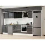 Alvinka 390X240 cm High Gloss Mutfak Dolabı MB-E80S60S50-3 Antrasit - Suntalam