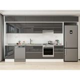 Alvinka 390X240 cm High Gloss Mutfak Dolabı MB-E90S50S50-1 Antrasit - Suntalam
