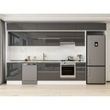 Alvinka 390X240 cm High Gloss Mutfak Dolabı MB-E90S60S40-1 Antrasit - Suntalam