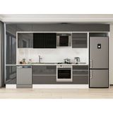 Alvinka 390X240 cm High Gloss Mutfak Dolabı MBB-E90B40S60-3 Antrasit - Suntalam