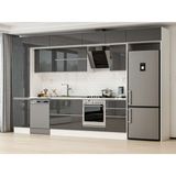Alvinka 390X240 cm High Gloss Mutfak Dolabı MBB-E90B50S50-2 Antrasit - Suntalam