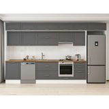 Alvinka 390X240 cm Klasik Mebran Mutfak Dolabı MB-E80S60S50-1 Antrasit - Mdf