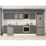 Alvinka 390X240 cm Klasik Mebran Mutfak Dolabı MB-E90S40S60-3 Antrasit - Mdf
