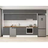Alvinka 390X240 cm Klasik Mebran Mutfak Dolabı MB-E90S60S40-1 Antrasit - Mdf