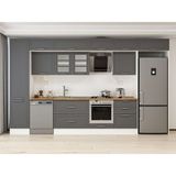 Alvinka 390X240 cm Klasik Mebran Mutfak Dolabı MBB-E80B50S60-3 Antrasit - Mdf