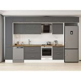 Alvinka 390X240 cm Klasik Mebran Mutfak Dolabı MBB-E90B40S60-2 Antrasit - Suntalam