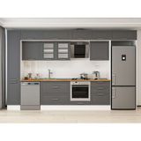 Alvinka 390X240 cm Klasik Mebran Mutfak Dolabı MBB-E90B40S60-3 Antrasit - Mdf
