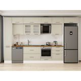 Alvinka 390X240 cm Klasik Mebran Mutfak Dolabı MBB-E90B40S60-3 Kumtaşı - Mdf - Kum Beji