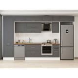 Alvinka 390X240 cm Klasik Mebran Mutfak Dolabı MBB-E90B60S40-2 Antrasit - Suntalam