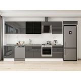 Alvinka 400X222 cm High Gloss Mutfak Dolabı MB-E80S60S60-3 Antrasit - Suntalam
