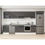 Alvinka 400X222 cm High Gloss Mutfak Dolabı MB-E90S60S50-1 Antrasit - Suntalam