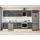 Alvinka 400X222 cm High Gloss Mutfak Dolabı MB-E90S60S50-2 Antrasit - Suntalam