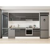 Alvinka 400X222 cm High Gloss Mutfak Dolabı MBB-E90B50S60-1 Antrasit - Suntalam