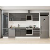 Alvinka 400X222 cm High Gloss Mutfak Dolabı MBB-E90B50S60-2 Antrasit - Suntalam