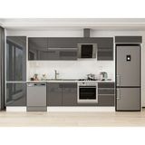 Alvinka 400X222 cm High Gloss Mutfak Dolabı MBB-E90B60S50-2 Antrasit - Suntalam