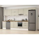 Alvinka 400X222 cm Klasik Mebran Mutfak Dolabı MB-E90S50S60-1 Kumtaşı - Mdf - Kum Beji