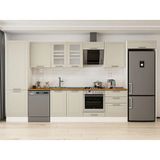Alvinka 400X222 cm Klasik Mebran Mutfak Dolabı MBB-E80B60S60-3 Kumtaşı - Mdf - Kum Beji