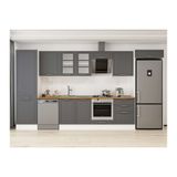 Alvinka 400X222 Cm Klasik Mebran Mutfak Dolabı, Mbb E80B60S60 3 Mebran Antrasit Mdf