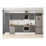 Alvinka 400X222 Cm Klasik Mebran Mutfak Dolabı, Mbb E90B50S60 2 Mebran Antrasit Mdf