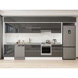 Alvinka 400X240 cm High Gloss Mutfak Dolabı MB-E80S60S60-1 Antrasit - Suntalam