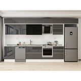 Alvinka 400X240 cm High Gloss Mutfak Dolabı MB-E80S60S60-3 Antrasit - Suntalam