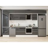 Alvinka 400X240 cm High Gloss Mutfak Dolabı MBB-E90B60S50-2 Antrasit - Suntalam
