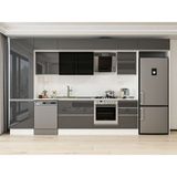 Alvinka 400X240 cm High Gloss Mutfak Dolabı MBB-E90B60S50-3 Antrasit - Suntalam
