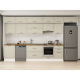 Alvinka 400X240 cm Klasik Mebran Mutfak Dolabı MB-E90S60S50-1 Kumtaşı - Mdf - Kum Beji