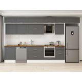 Alvinka 400X240 cm Klasik Mebran Mutfak Dolabı MB-E90S60S50-2 Antrasit - Mdf