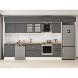 Alvinka 400X240 cm Klasik Mebran Mutfak Dolabı MB-E90S60S50-3 Antrasit - Mdf