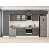 Alvinka 400X240 cm Klasik Mebran Mutfak Dolabı MBB-E80B60S60-3 Antrasit - Mdf