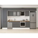 Alvinka 400X240 cm Klasik Mebran Mutfak Dolabı MBB-E90B60S50-3 Antrasit - Suntalam