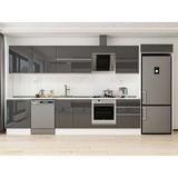 Alvinka 410X222 cm High Gloss Mutfak Dolabı MB-E90S60S60-2 Antrasit - Suntalam
