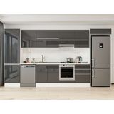 Alvinka 410X222 cm High Gloss Mutfak Dolabı MBB-E90B60S60-1 Antrasit - Suntalam