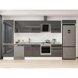 Alvinka 410X222 cm High Gloss Mutfak Dolabı MBB-E90B60S60-2 Antrasit - Suntalam