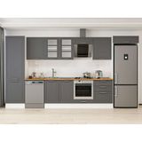 Alvinka 410X222 cm Klasik Mebran Mutfak Dolabı MBB-E90B60S60-3 Antrasit - Suntalam