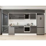 Alvinka 410X240 cm High Gloss Mutfak Dolabı MBB-E90B60S60-2 Antrasit - Suntalam