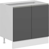 Alvinka Mutfak Modül Hg_j Alt 2K1R 90CM Dolap Beyaz Antrasit Mdf - Gövde:Mdf