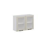 Alvinka Mutfak Modül Mbr_A Üst 2Dk1R 100 H72 Cm Dolap Cam Beyaz Kumtaşı Mdf