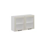 Alvinka Mutfak Modül Mbr_A Üst 2Dk1R 120 H72 Cm Dolap Cam Beyaz Kumtaşı Mdf