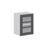 Alvinka Mutfak Modül Mbr_C Üst 1Dk1R 45 H60 Cm Dolap, Cam Beyaz Antrasit Mdf