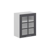 Alvinka Mutfak Modül Mbr_C Üst 1Dk2R 60 H72 Cm Dolap, Cam Beyaz Antrasit Mdf
