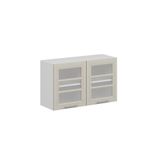 Alvinka Mutfak Modül Mbr_C Üst 2Dk1R 100 H60 Cm Dolap Cam Beyaz Kumtaşı Mdf
