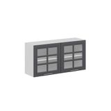 Alvinka Mutfak Modül Mbr_C Üst 2Dk1R 120 H60 Cm Dolap, Cam Beyaz Antrasit Mdf