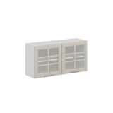 Alvinka Mutfak Modül Mbr_C Üst 2Dk1R 120 H60 Cm Dolap, Cam Beyaz Kumtaşı Mdf