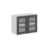 Alvinka Mutfak Modül Mbr_C Üst 2Dk1R 80 H60 Cm Dolap, Cam Beyaz Antrasit Mdf