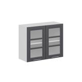 Alvinka Mutfak Modül Mbr_C Üst 2Dk1R 90 H72 Cm Dolap, Cam Beyaz Antrasit Mdf