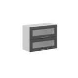 Alvinka Mutfak Modül Mbr_C Üst 2Yk1R 80 H60 Cm Dolap, Cam Beyaz Antrasit Mdf