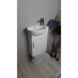 ALVİT 28*45 Cm Banyo&Tuvalet Mini Köşe Lavabolu DOLAP Sİyah Kulplu %100MDF